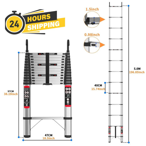 2m telescopic ladder - 6.2m,